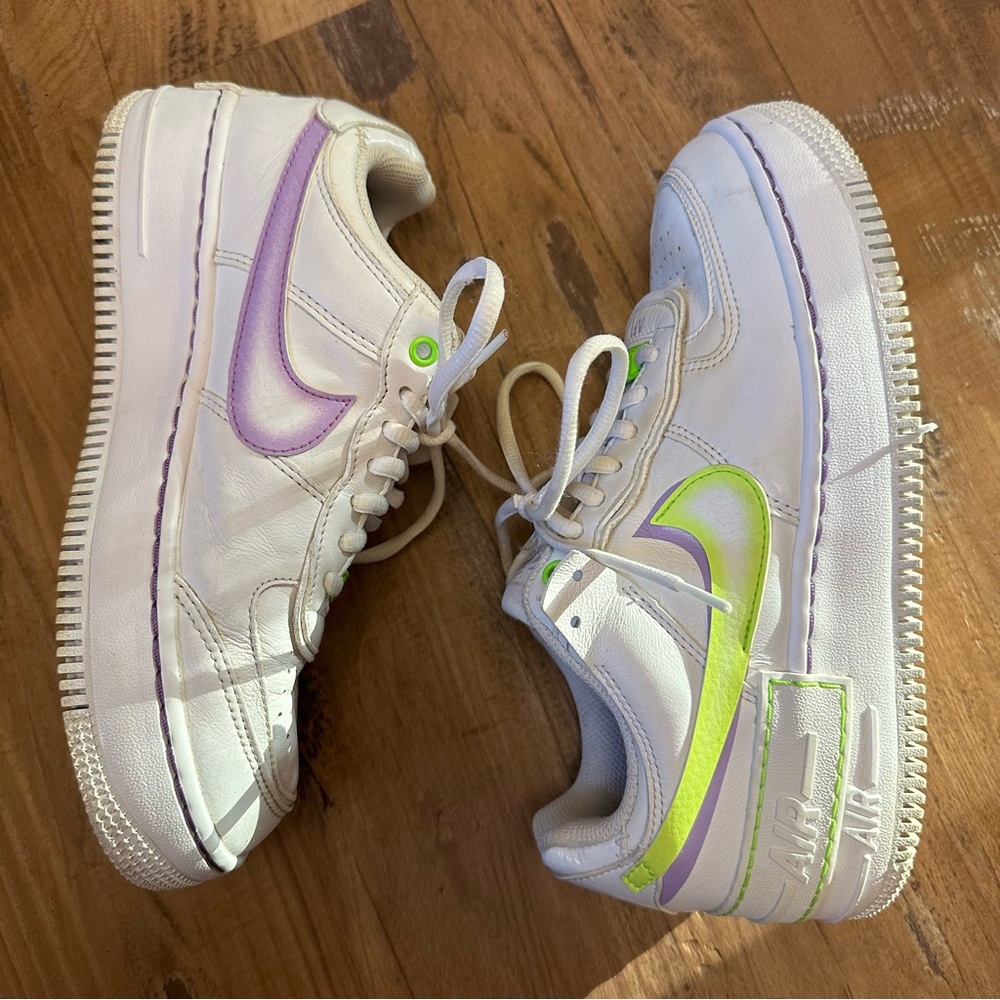Nike Air Force 1 Low Shadow White/Electric Green Purple - Picture 7 of 9